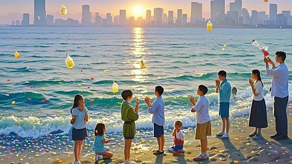 放漂流瓶|青岛公社单身节海边放漂流瓶 2007